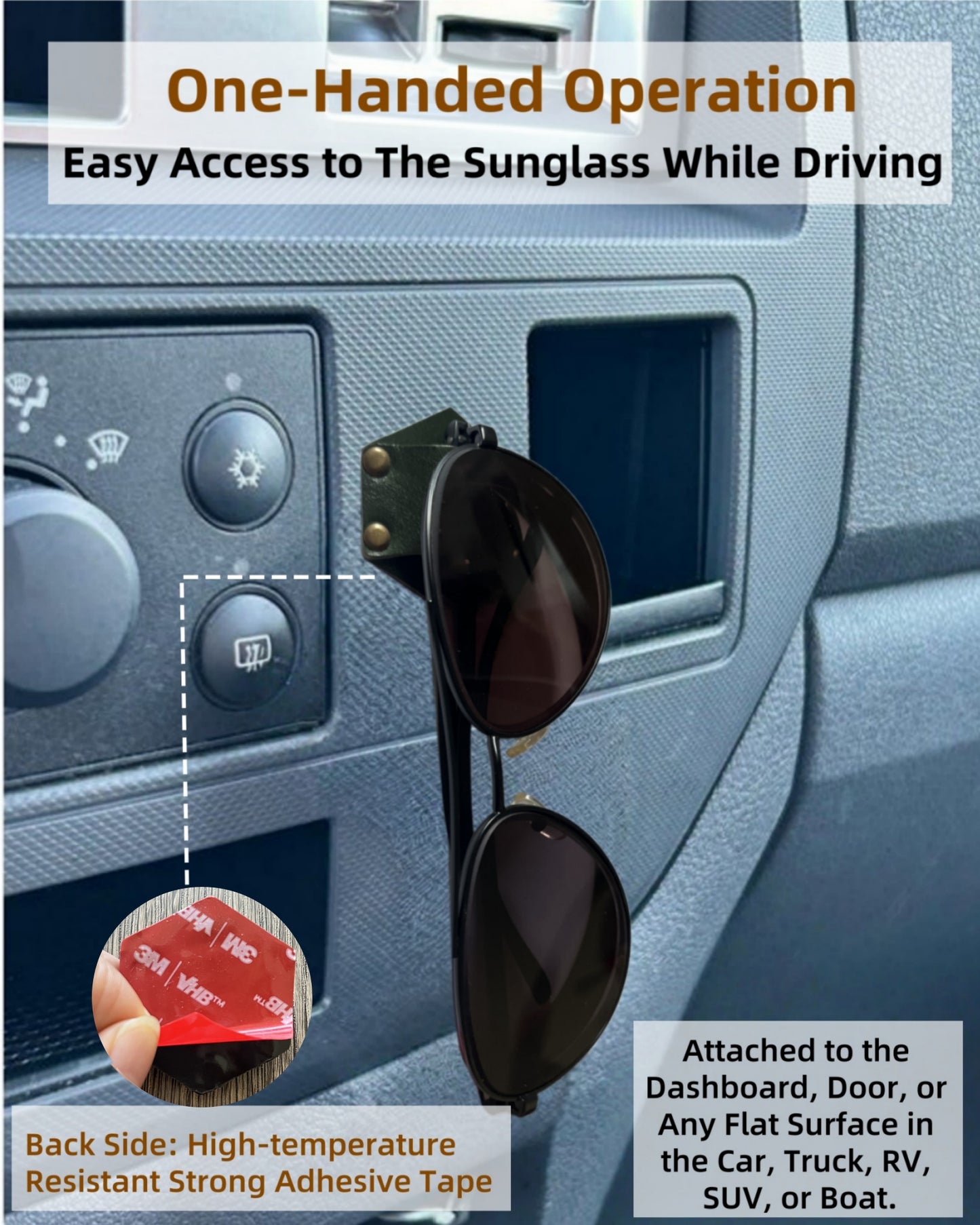 Leather Sunglass Holder for Car Dash One Handed, Eye Glasses Holder Organizer for Wall nightstand, Unique Gifts (Pine Green)