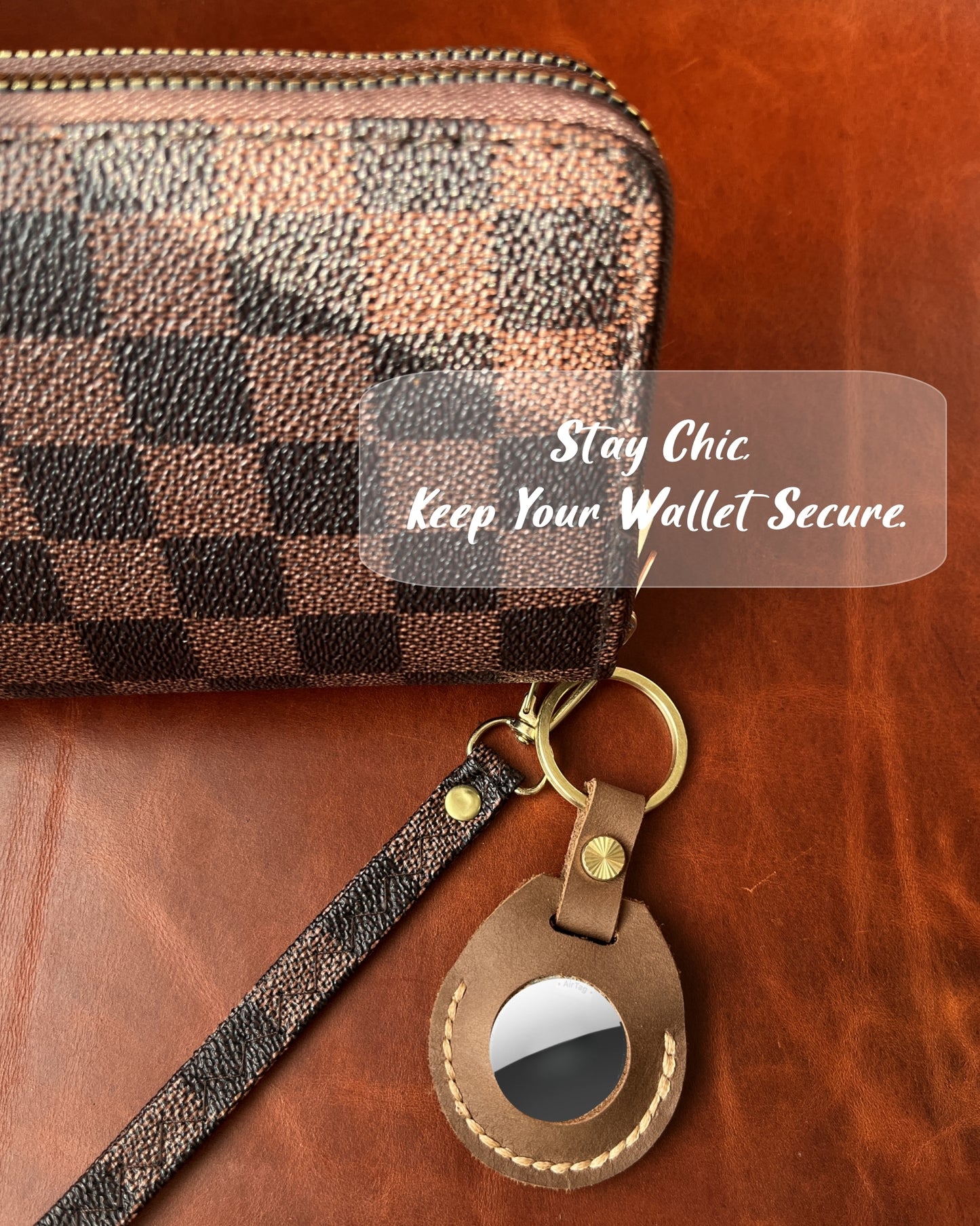 Compatible with Airtag Keychain Holder Full-grain Genuine Leather Air Tag Key Ring Case Women Men Gifts Handmade ( Scottish Cafe Brown )