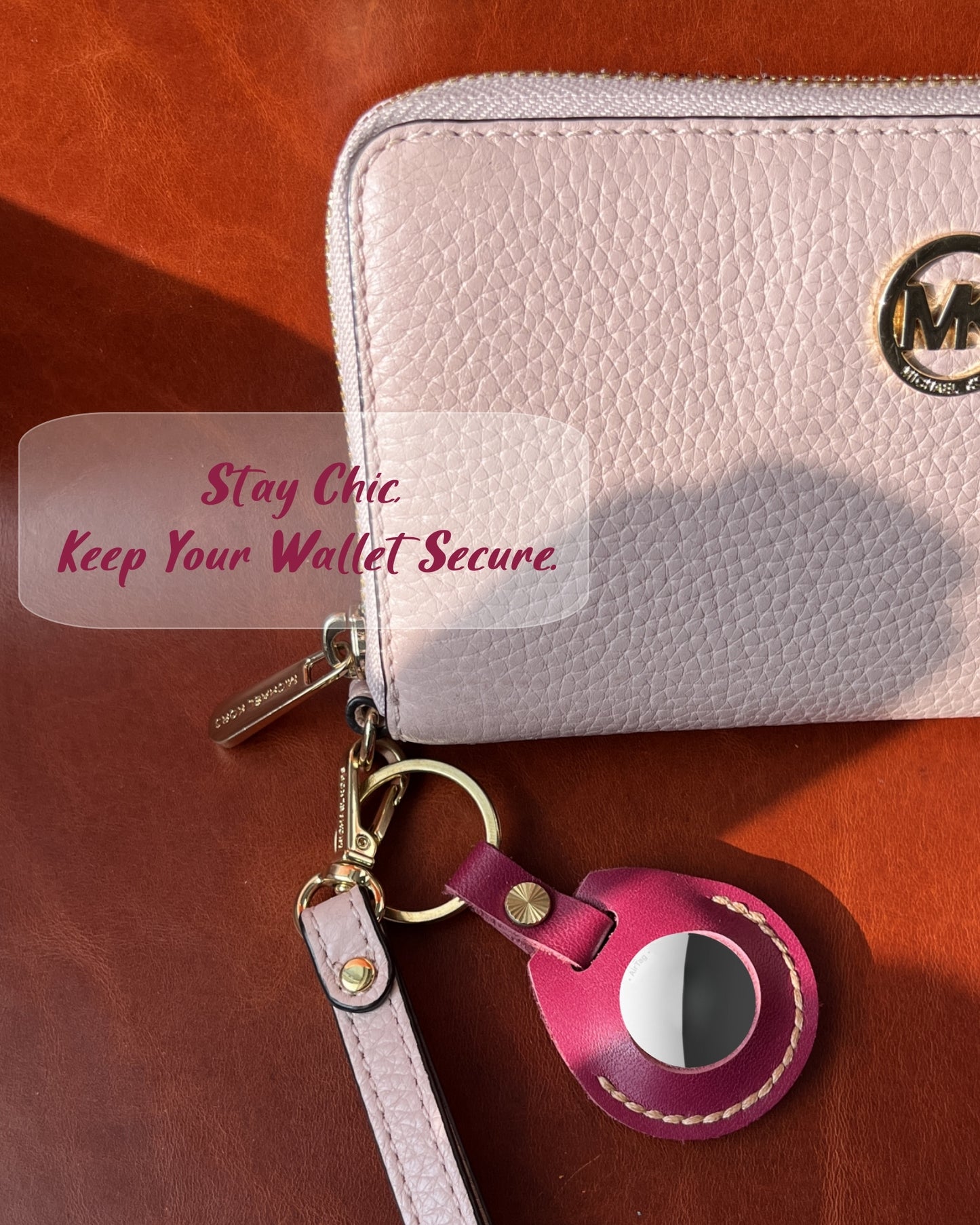Compatible with Airtag Keychain Holder Full-grain Genuine Leather Air Tag Key Ring Case Women Men Gifts Handmade ( Plum Purple)