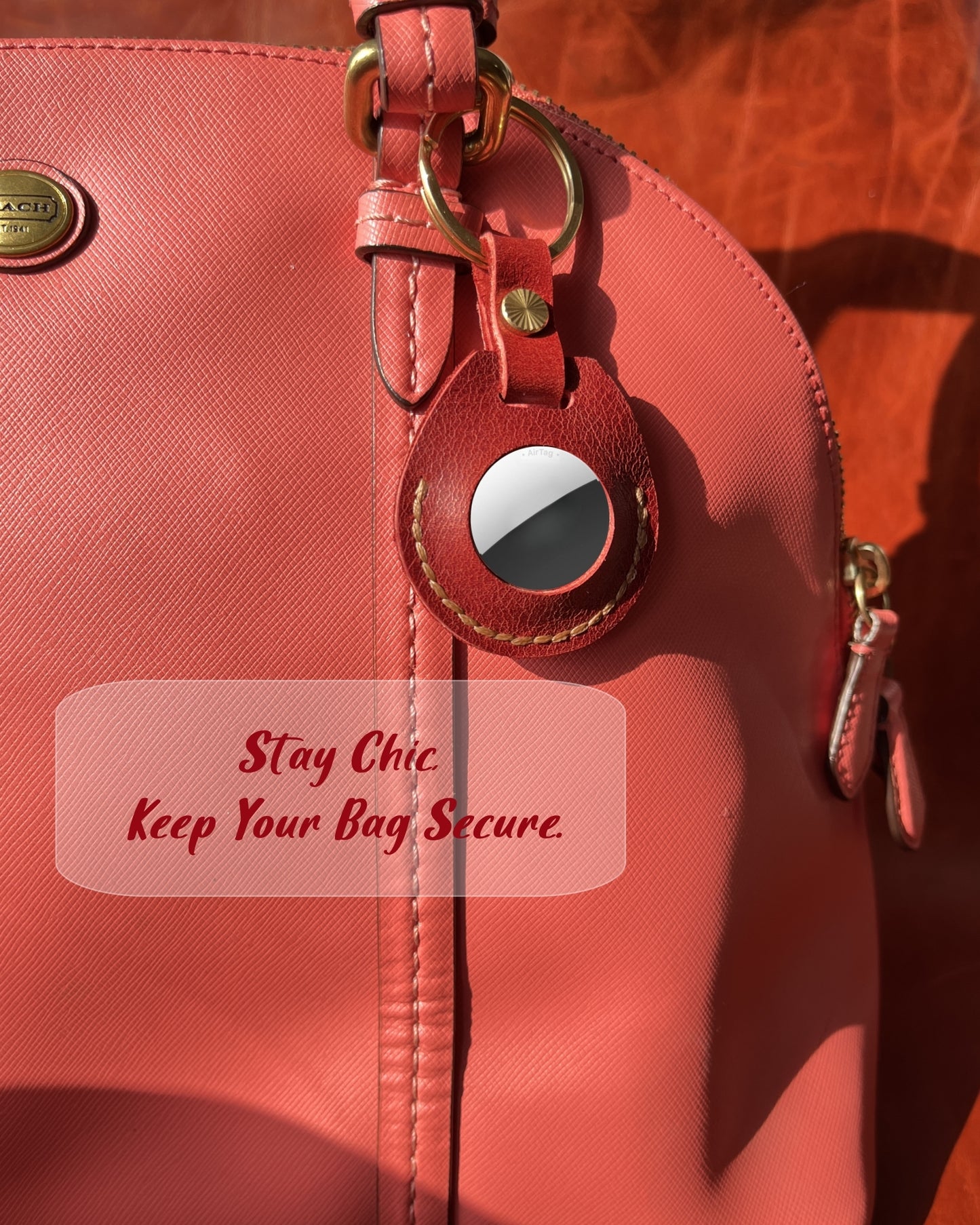 Compatible with Airtag Keychain Holder Full-grain Genuine Leather Air Tag Key Ring Case Women Men Gifts Handmade ( Ruby Red )