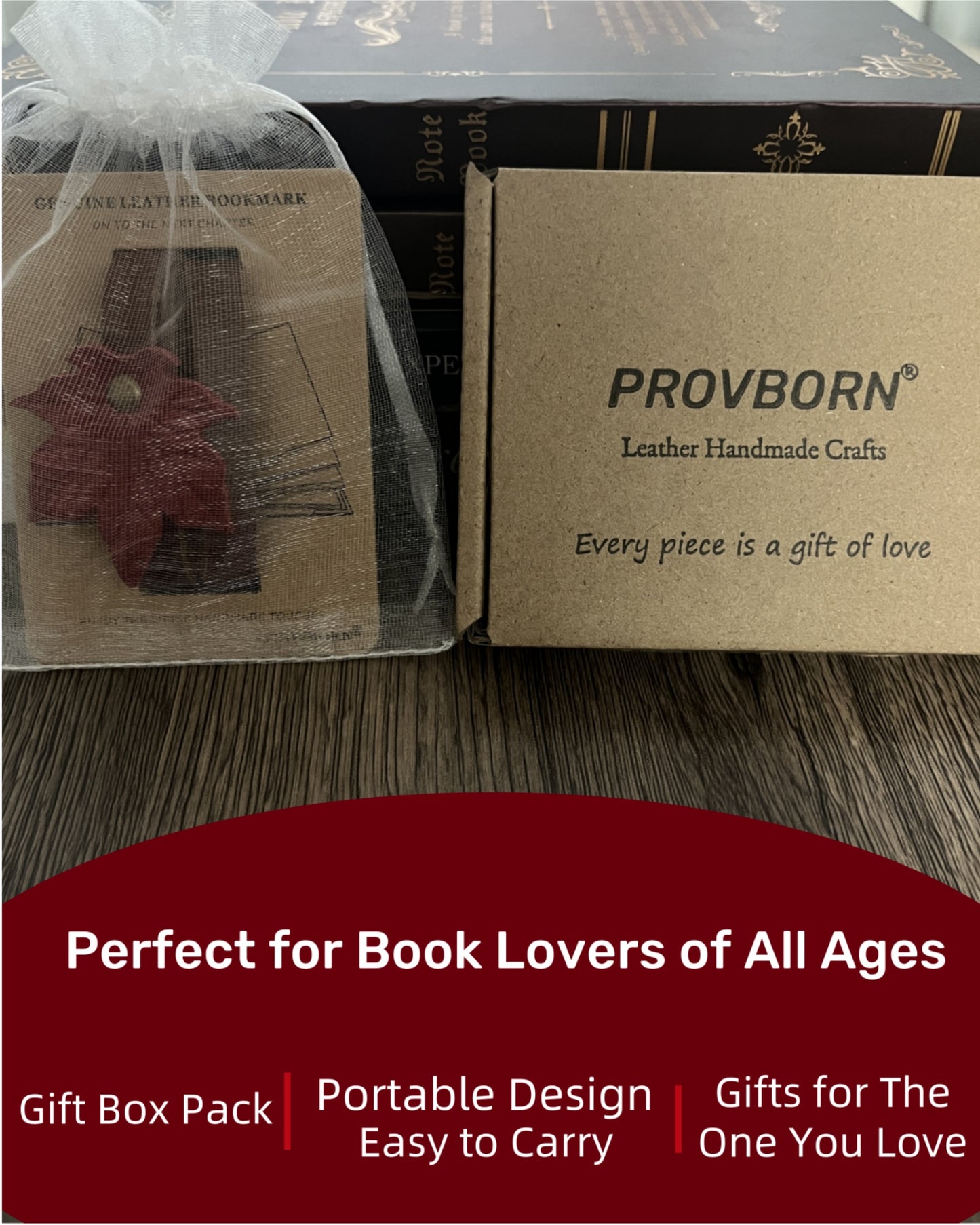 Book Lover Gifts for Women Men, Full-Grain Leather Bookmark for Reading, Unique Cute Fun Personalized Book Mark, Handmade Gift for Birthday Christmas Anniversary Retirement (Maple Leaf Red)