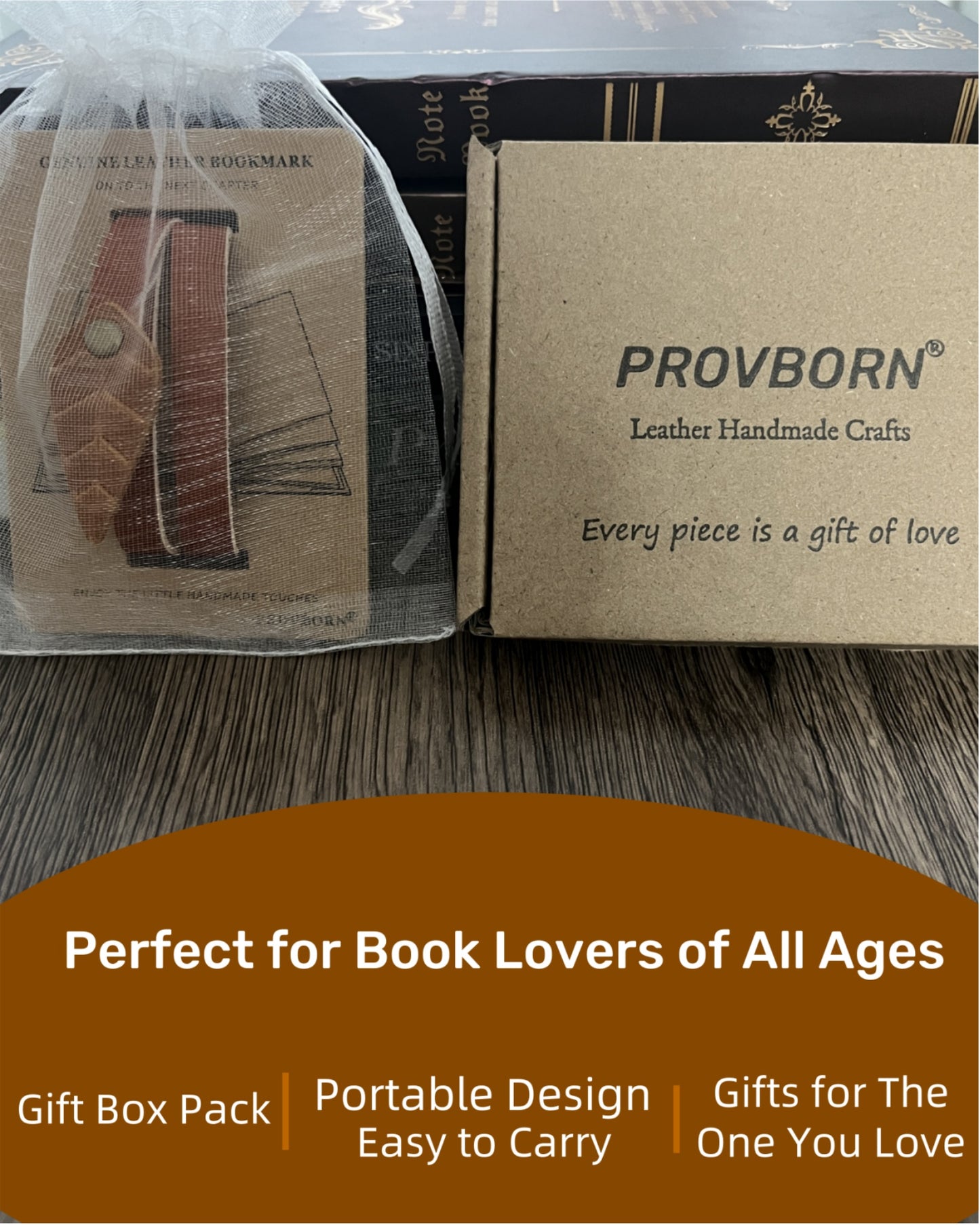 Book Lover Gifts for Women Men, Full-Grain Leather Bookmark for Reading, Unique Cute Fun Personalized Book Mark, Handmade Gift for Birthday Christmas Anniversary Retirement (Leaf Honey Yellow)