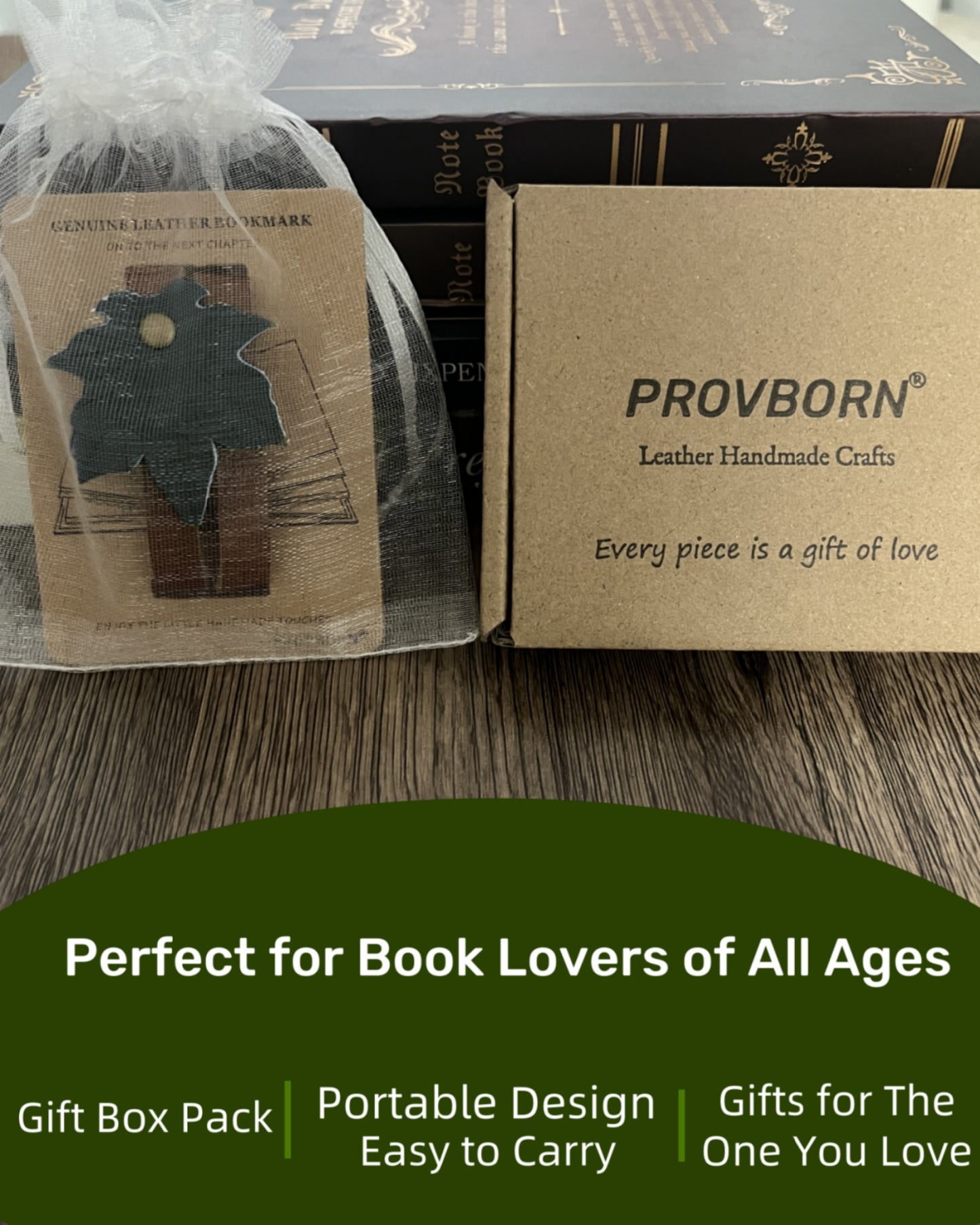 Book Lover Gifts for Women Men, Full-Grain Leather Bookmark for Reading, Unique Cute Fun Personalized Book Mark, Handmade Gift for Birthday Christmas Anniversary Retirement (Maple Leaf Forest Green)