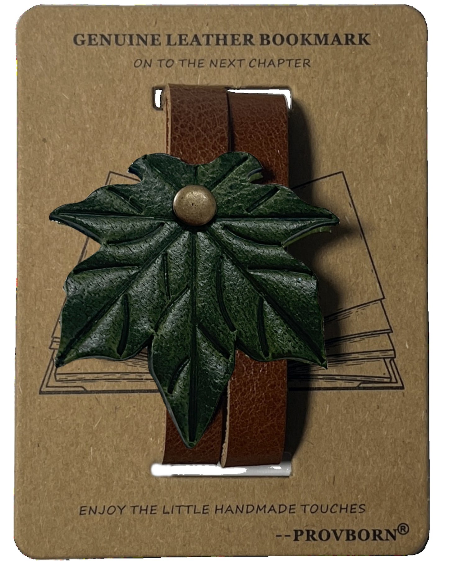 Book Lover Gifts for Women Men, Full-Grain Leather Bookmark for Reading, Unique Cute Fun Personalized Book Mark, Handmade Gift for Birthday Christmas Anniversary Retirement (Maple Leaf Forest Green)
