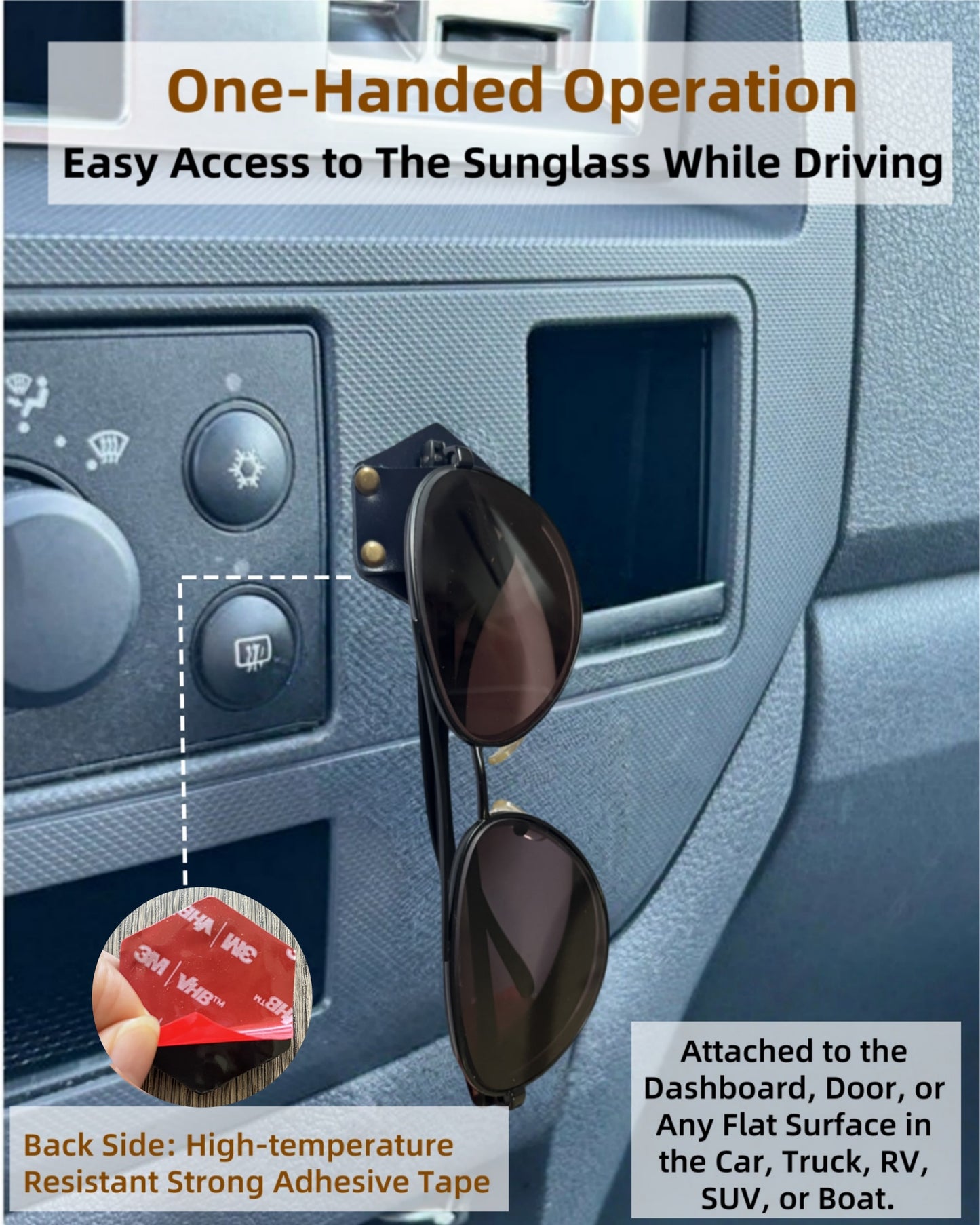Leather Sunglass Holder for Car Dash One Handed, Eye Glasses Holder Organizer for Wall nightstand, Unique Gifts (Navy Blue)