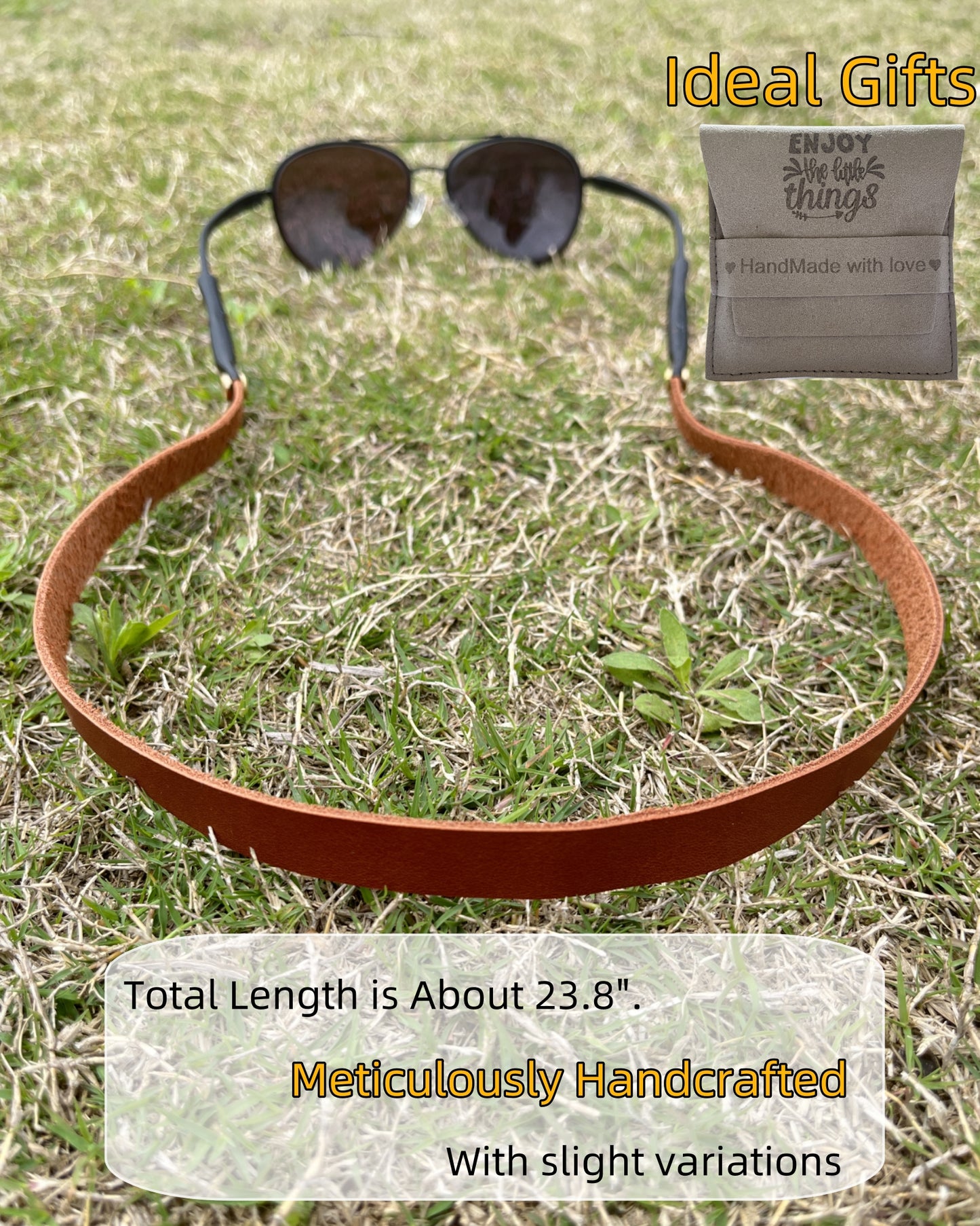 Handmade Full-grain Leather Glasses Strap, Sunglasses Holder Retainer -- Italian Brown