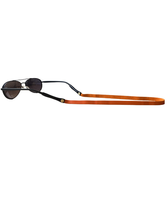 Handmade Slim Full-grain Leather Glasses Strap -- Vibrant Orange