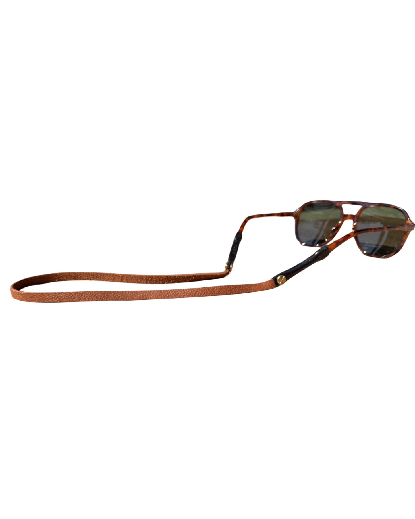 Handmade Slim Full-grain Leather Glasses Strap -- British Tan