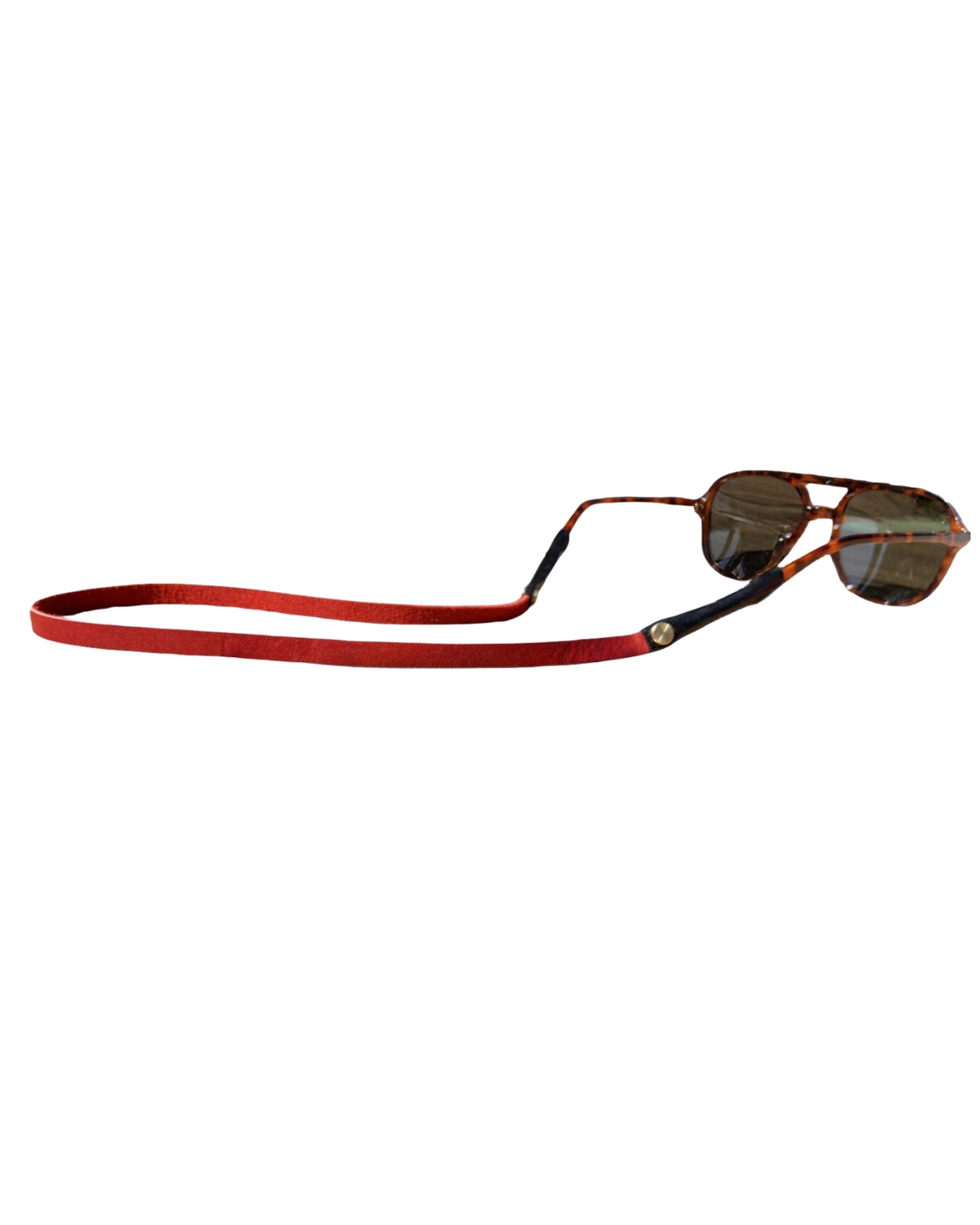 Handmade Slim Full-grain Leather Glasses Strap -- Ruby Red