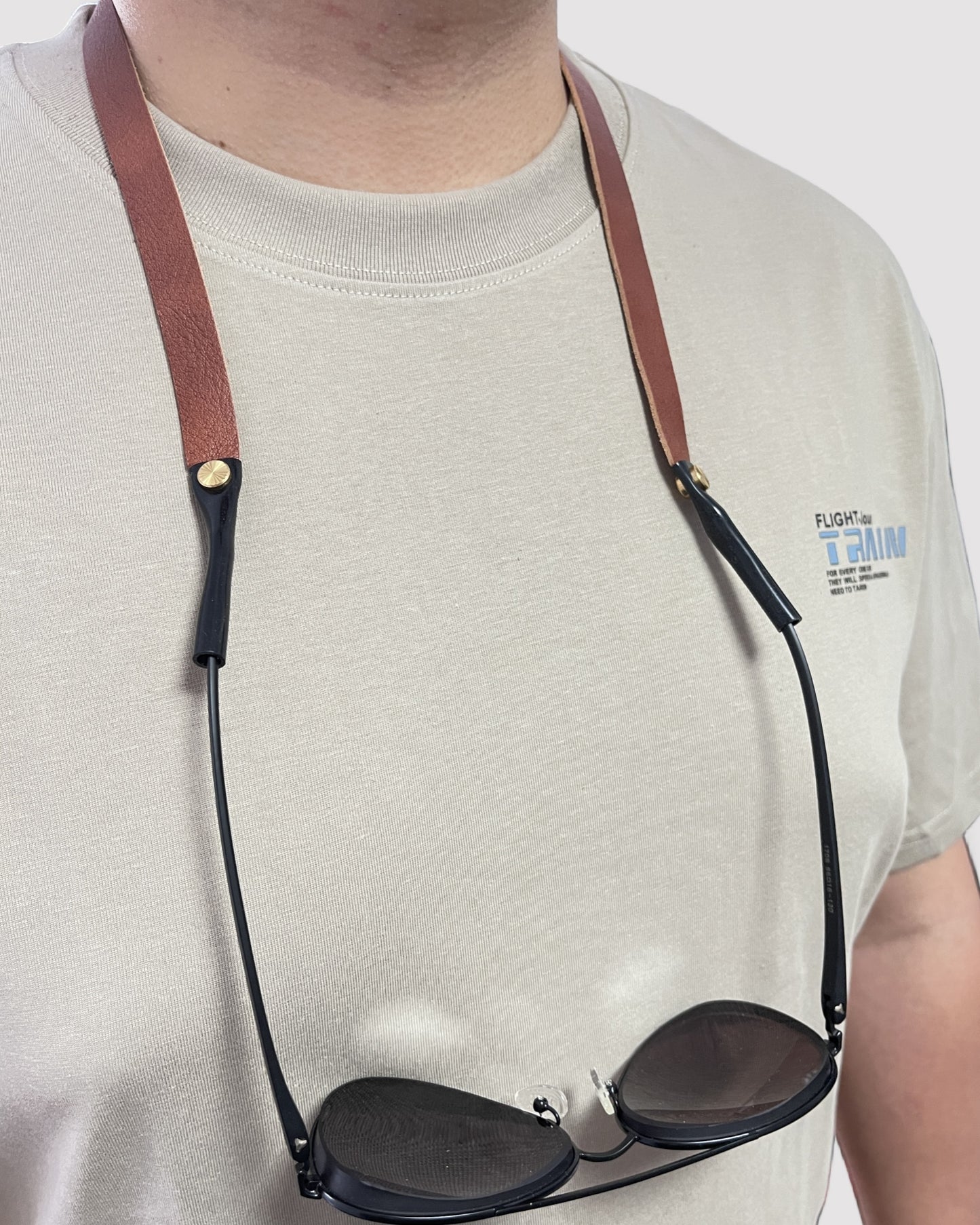 PROVBORN Full-grain Leather Glasses Strap Handmade Sports Sunglasses Eyeglasses Holders Around Neck Present for Men Women, Personalized Monogrammed  (SKU: PV-M Strap Mono)