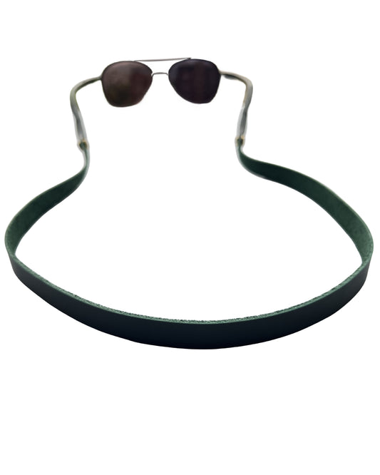 Handmade Full-grain Leather Glasses Strap, Sunglasses Holder Retainer -- Pine Green