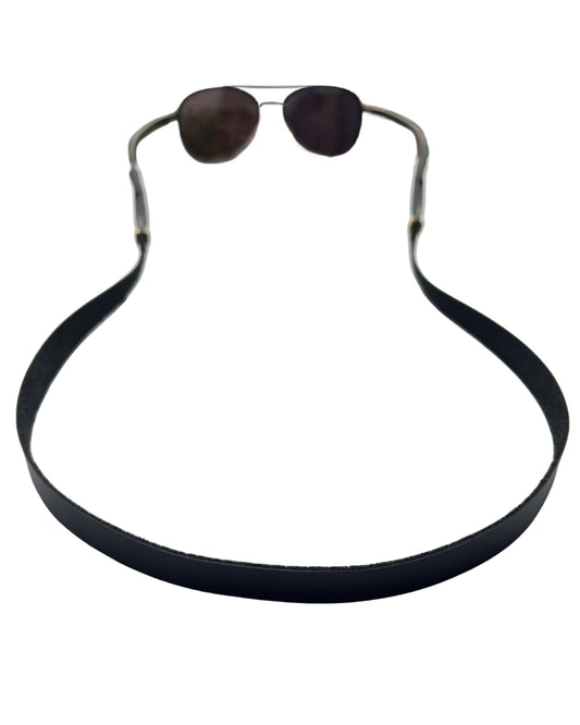 Handmade Full-grain Leather Glasses Strap, Sunglasses Holder Retainer -- Jet Black