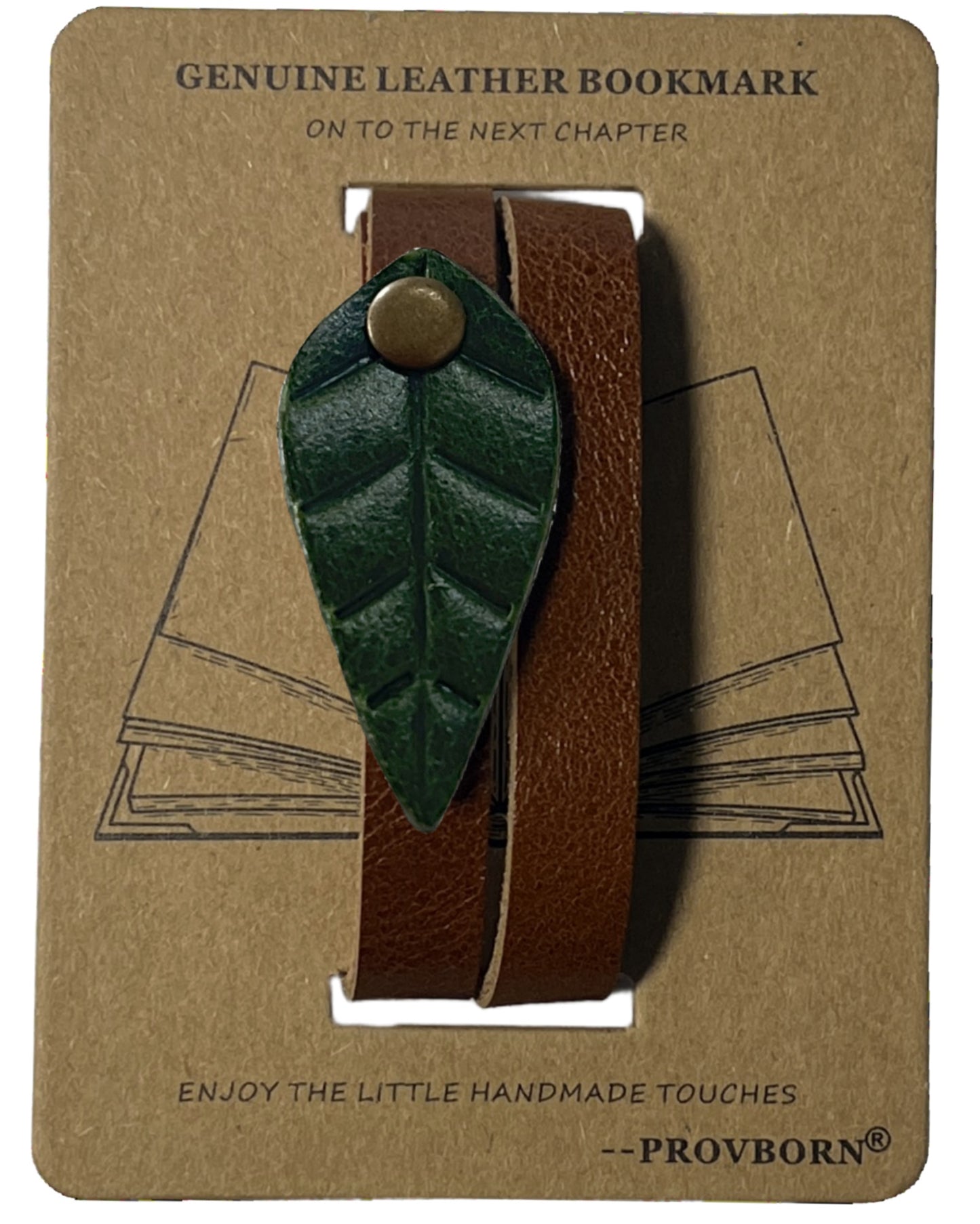 Book Lover Gifts for Women Men, Full-Grain Leather Bookmark for Reading, Unique Cute Fun Personalized Book Mark, Handmade Gift for Birthday Christmas Anniversary Retirement (Leaf Forest Green)